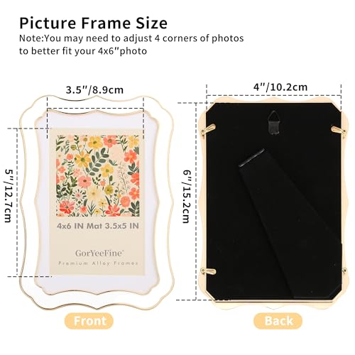 GorYeeFine High End Zinc Alloy 4x6'' White Photo Frame,Classic Vintage Scalloped Design with Enamel Finish & 3.5x5'' Premi...