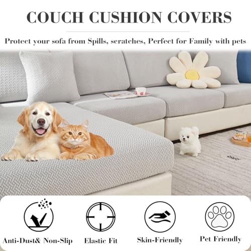 Disayu Couch Cushion Covers for Sectional Sofa, Sectional Couch Covers for Furniture, Sofa Covers Washable Stretch Sofa Sl...