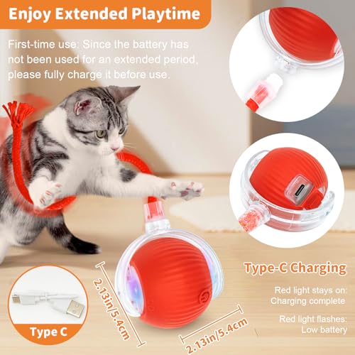 MAXTOOA Interactive Cat Toys for Indoor Cats Smart Automatic Ball Rolling for Bored Kitten Pet Upgraded Speedy Moving Chas...