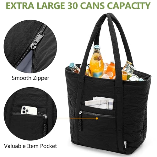 Fasrom Insulated Cooler Tote Bag Holds 30 Cans, Large Leakproof Grocery Bag with Zippered Top, Soft Sided Shopping Bag for...