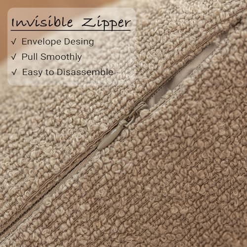 GEEORY Decorative Throw Pillow Covers 22x22 Inch Pack of 2,Textured Boucle Neutral Cushion Cases for Bed Couch Sofa, Accen...