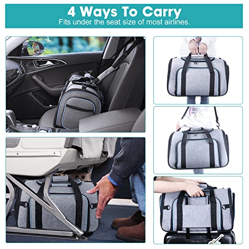 Siivton Airline Approved Pet Carrier, 4-Way Expandable Cat Dog Carrier for Under-Seat Travel, Soft-Sided Portable Pet Bag ...
