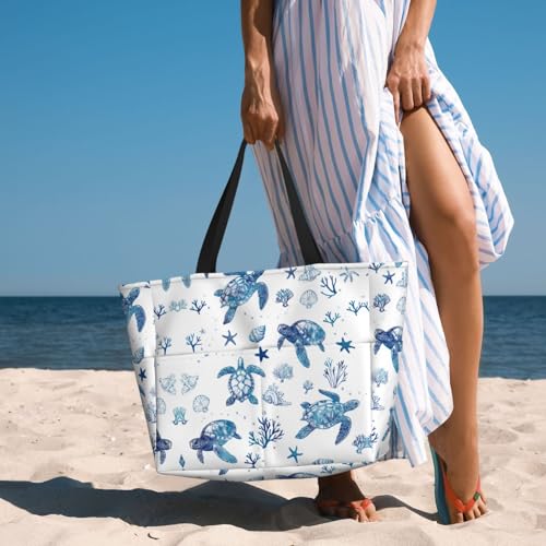BJQ Beach Tote Bag for Women Beach Bag Waterproof and Sandproof Tote Bag with Wet Bag Large Travel Bag for Weekend Travel