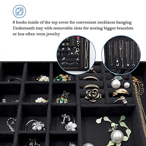 ProCase Velvet Jewelry Box Organizer for Women Father's Day, 2 Layer Jewelry Display Storage Holder Case for Necklace Earr...
