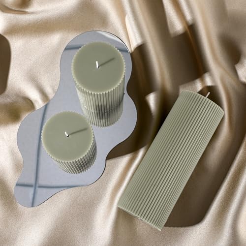 Conelist Ribbed Pillar Candles Set of 3, Width 3" High 4" 6" 8" Large Soy Wax Orchids Scented Pillar Candles Aesthetic Rib...