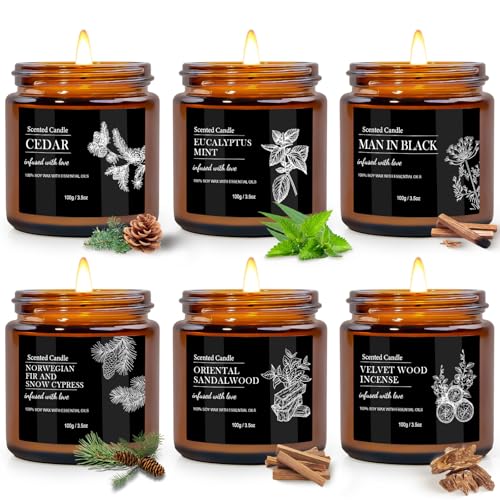 Scented Candles for Men | 6 Pack Candles for Home Scented, 150 Hour Burn Time Aromatherapy Christmas Candles Gifts for Men...