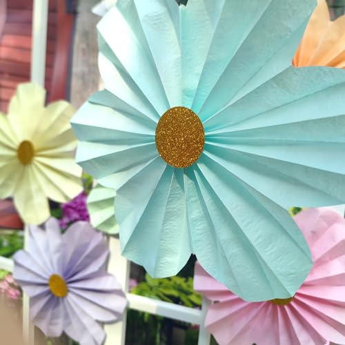 Mybbshower 12 inch Paper Flower for Wedding Fan Photo Backdrop Bridal Shower Birthday Party Decorations Pack of 6 (Pastel ...