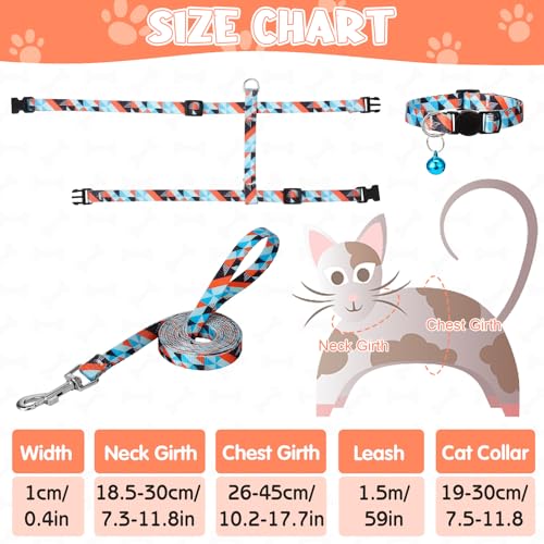 2 Pack Cat Harness and Leash Set, Escape Proof Adjustable Kitten Harness with Leash Collar Lightweight Soft and Comfortabl...