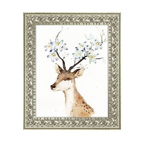 Golden State Art, 8X10 Ornate Finish Photo Frame, Silver Beige Color, Real Glass
