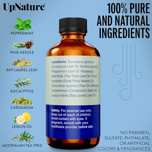 UpNature Breathe Essential Oils Blend (Large 2oz) Breath Relief Eucalyptus and Menthol Blend - Essential Oils for Diffuser...