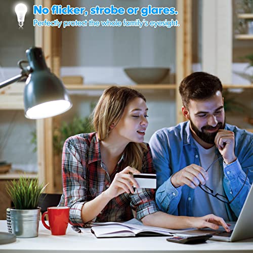 LED Light Bulbs, 100 Watt Equivalent A19, 13W 5000K Daylight White 1500 Lumens Non-Dimmable Bright E26 Edison Medium Screw...