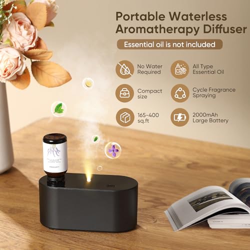 Waterless Diffuser for Home Essential Oil Diffuser, Aromatherapy Diffuser, Portable Scent Diffusers, 3 Mist Modes, Cycle S...