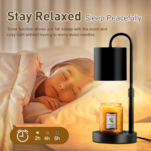 Briever Dimmable Candle Warmer Lamp with Timer, Height Adjustable Electric Candle Wax Warmer, Christmas Birthday Gifts for...