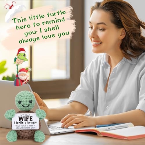 4THFARMES Mini Funny Turtle Gifts for Wife Mothers Day from Husband, Birthday for Wife Wifey Romantic, I Love You Small Co...