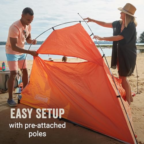Coleman Skyshade Large Portable Sun Shelter, Easy Setup with Pre-Attached Poles, Canopy Provides Cover from Sand & Sun, Gr...