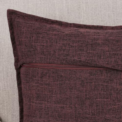 MADIZZ Pack of 2 Decorative Faux Linen Throw Pillow Covers 20x20 Inch Burgundy Natural Soft Boho Farmhouse Couch Throw Pil...