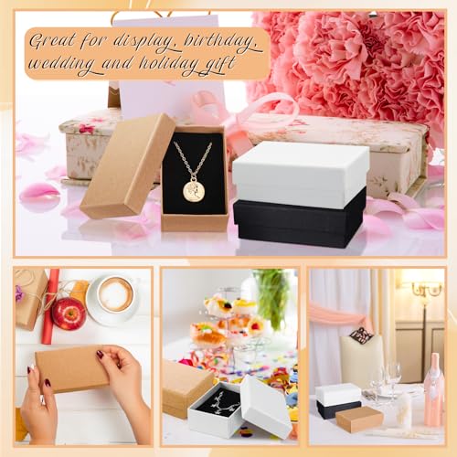 Tenceur 100 Pcs Valentines Jewelry Gift Boxes Bulk Kraft Jewelry Cardboard Box for Necklace Earring Bracelet Storage Packa...