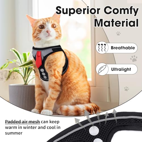 NCMAMA Cat Harness and Leash Set for Walking Escape Proof, Soft Adjustable Kitten Harness Breathable Mesh with Reflective ...
