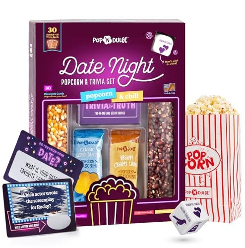 Date Night Scratch Off Cards Movie Popcorn Gift Set, Best Couples Gift Ideas, 30 Date Night Scratch Off Cards, Movie Night...