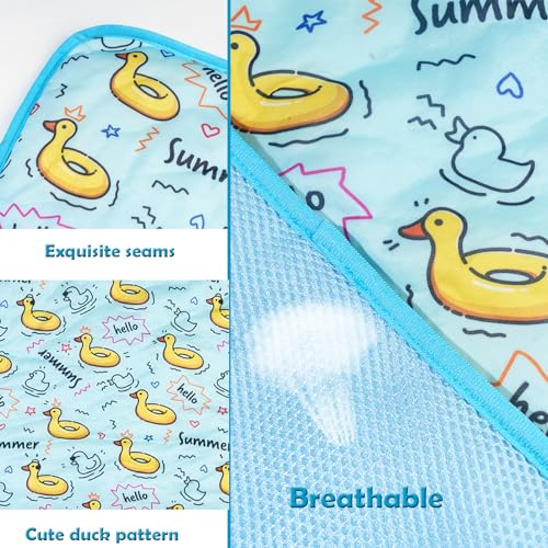 SEIS Dog Ice Pad Ice Silk Cats Kennel Mat Pet Cooling Pad Summer Cool Bamboo Mat Breathable Pad (Duck, L)