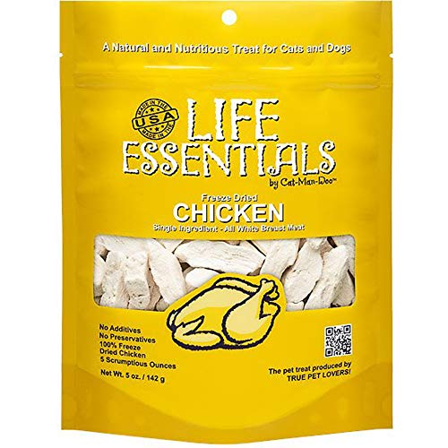 Life Essentials by Cat-Man-Doo Freeze Dried Chicken Dog & Cat Treats, Healthy Single Ingredient Training Treats for Dogs, ...