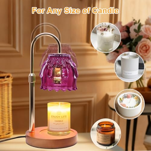 Candle Warmer Lamp with Timer and Dimmer 4-Level Dimmable Flower Light Heat Lamp for Jar Candles Adjustable Height Modern ...