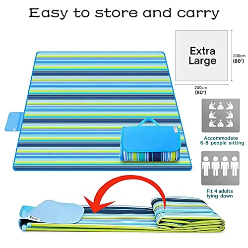 LRUUIDDE Large 80"x 60" Beach Blanket, Outdoor Picnic Blankets, Waterproof Sandproof Portable Blankets, Foldable and Light...
