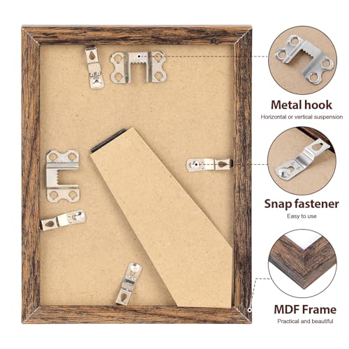 Fixwal 5x7 Picture Frame, Display Pictures 4x6 with Mat or 5x7 Without Mat, Brown Photo Frames for Wall Mounting or Tablet...