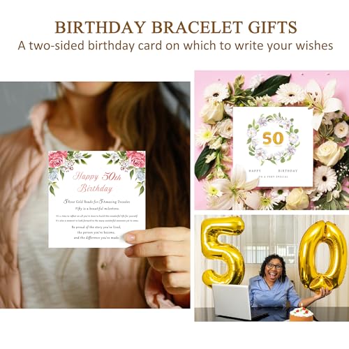 BMMYE 30th 40th 50th 60th 70th Birthday Gifts for Women, 925 Sterling Silver Bracelet for Women with Cards Adjustable 4mm ...