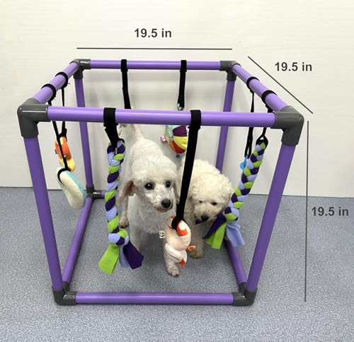 DOZZOPET Puppy Play Gym for Small Dogs with 8 Hanging Toys, Jungle Playground with Interactive Funny Enrichment Toys to Ke...