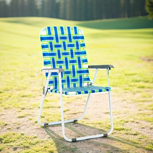 VINGLI Patio Lawn Webbed Folding Chairs Set of 2, Outdoor Beach Portable Lawn Chair Camping Chair Beach Chair for Yard, Ga...