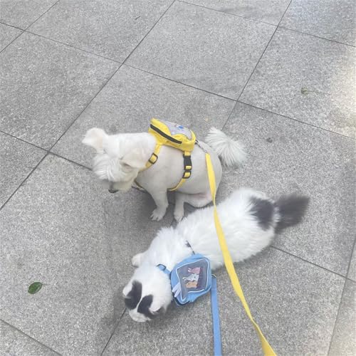 Dog Harness Backpack Cute Dog Vest Harness and Leash Set Plaid Soft Mesh Dog Harness with Adjustable Travel Food Back Pack...