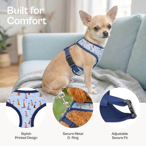 Parisian Pet Sailboat Dog Harness - Breathable No Pull Puppy Harness with Leash Ring - Adjustable Harnesses for Dogs - Sof...