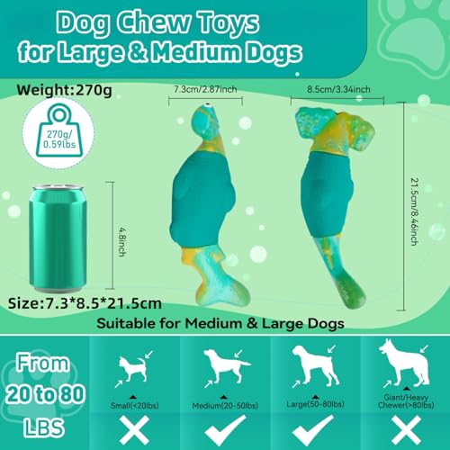 BIKIISEN Dog Toys for Aggressive Chewers, Interactive Dog Chew Toys for Large Dogs, Squeaky Chew Toys to Keep Them Busy, T...