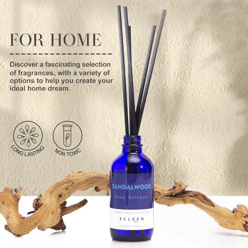 Xcleen Reed Diffuser Set with Sticks, Sandalwood Scented Oil Diffuser for Bathroom, Room Fresheners, Home Fragrance Bedroo...