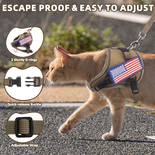 PUPTECK Cat Harness and Leash Set, Escape Proof Adjustable Pet Vest Harness, Reflective Breahtbale Easy Control, for Cats ...