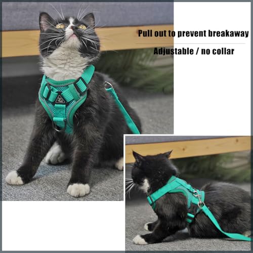 Cat Chest Harness and Leash Set for Walking Escape Proof, Soft Adjustable Vest Harnesses for Cats, Kitten Jacket with Refl...