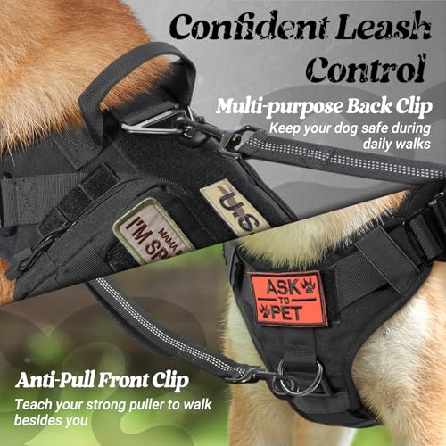 rabbitgoo Tactical Dog Harness for Large, Heavy Duty Pet Harness with Handle, No-Pull Service Vest Large Breed, Adjustable...