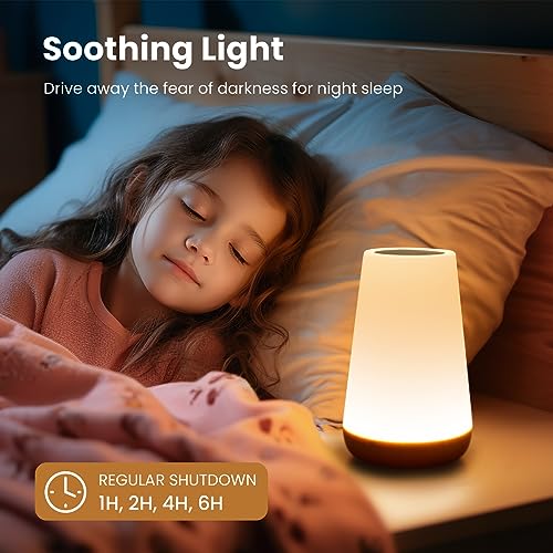 THAUSDAS Night Light, Dimmable Touch Lamp for Bedroom, Portable Table Bedside Lamp, 5 Brightness 13 RGB Colors, Night Ligh...