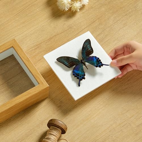 MUXIUNT 5x5 Shadow Box Picture Frame Display Case with Soft Linen Back-Thickened Panel,Small Mini Brown Deep Shadow Memory...