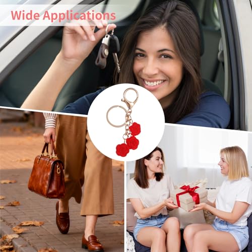 NIMBLOOM 25 Pcs Red Rose Keychains, Alloy Flower Keychain Bulk for Wedding Bridal Guests Souvenir, Romantic Party Favors S...