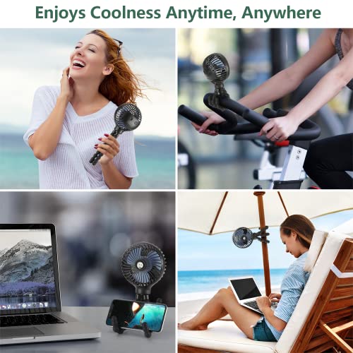 snawowo Mini Handheld Personal Portable Fan, Baby Stroller Fan, Car Seat Fan, USB or Battery Powered, with Flexible Tripod...