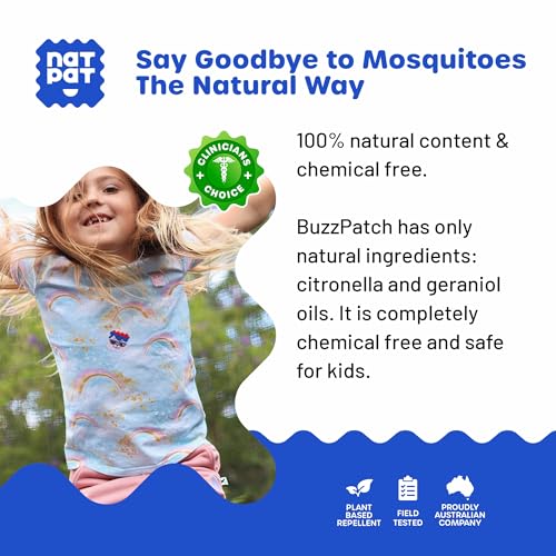 NATPAT Buzz Patch Mosquito Patch Stickers for Kids - Plant Based Ingredients, Non-Toxic - The Original All Natural Citrone...