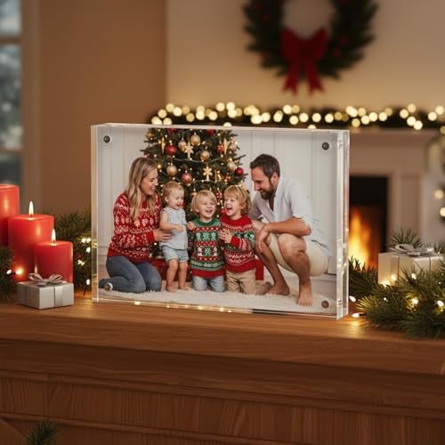 Fixwal 5x7 Picture Frame, 6 Pack Acrylic Frames, Clear Double Sided Photo Frame with Magnetic Desktop
