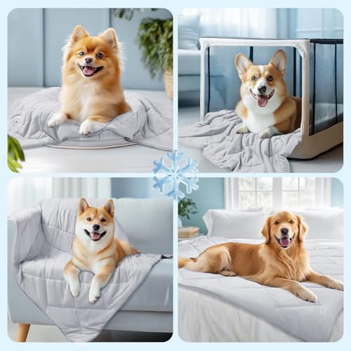 Luciphia Premium Cooling Dog Blanket for Small Medium Dogs Q-max>0.4 Washable Self-Cooling Cat Pet Mat Puppy Breathble Cal...