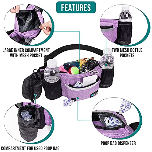PetAmi Dog Fanny Pack, Treat Pouch for Dog Walking, Training, Built in Poop Bag Dispenser, Water Bottle Holder, Collapsibl...
