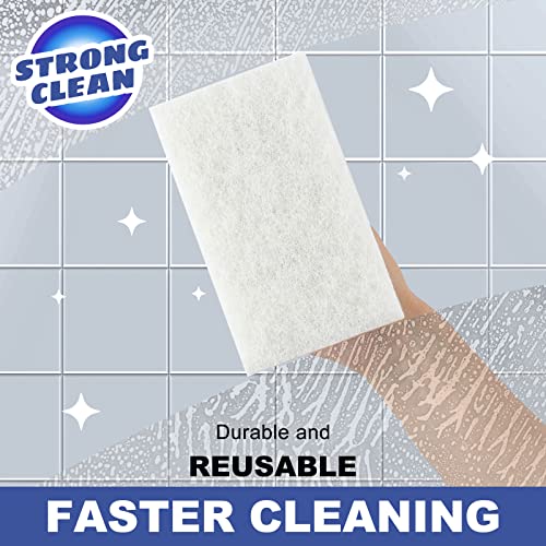 Handled Bath Scrubber, Bathroom Scouring Pad, Heavy Duty Cleaning Sponge Scrub Brush, Non-Scratch Remove Soap Scum, for Cl...