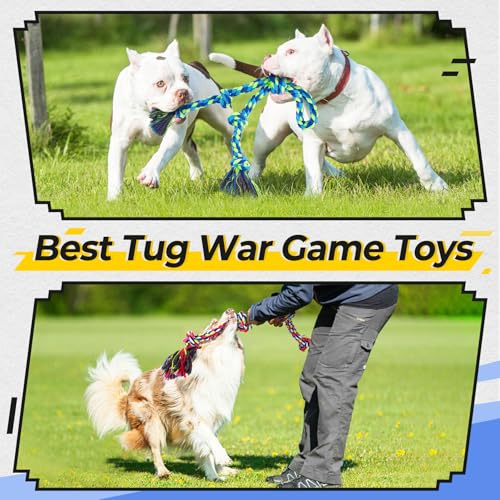 Eefitoys Tough Dog Rope Toys for Aggressive Chewers, Tough Tug of War Dog Toys for Large, Medium & Small Dogs – 5 Pack Inc...