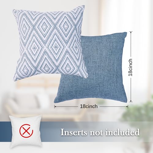 HPUK Decorative Throw Pillow Covers Set of 4 Square Couch Pillows Linen Cushion Cover for Couch Sofa Living Room, 18"x18" ...