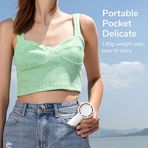JISULIFE Mini Portable Fan-Bladeless Safe Design, Powerful Turbo Handheld Fan with 5 Speeds, 16Hrs Max Cooling Time，USB Re...